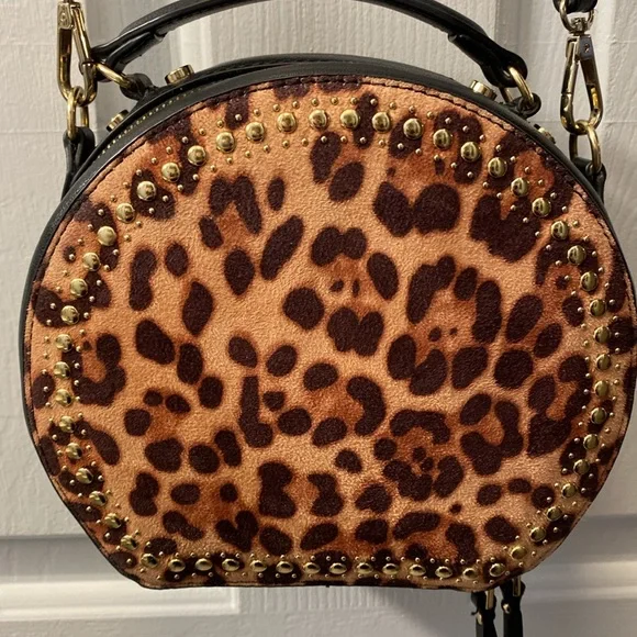 INC Leopard Print Round Crossbody Bag/Clutch - Picture 2 of 16